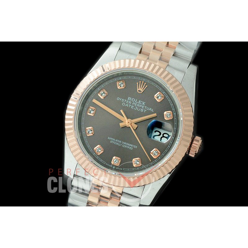 R36DJTR-513F BP Datejust 36 120231 SS/RG Fluted/Jubilee 2019 Dark Rhoidum Grey Diamonds A-2824
