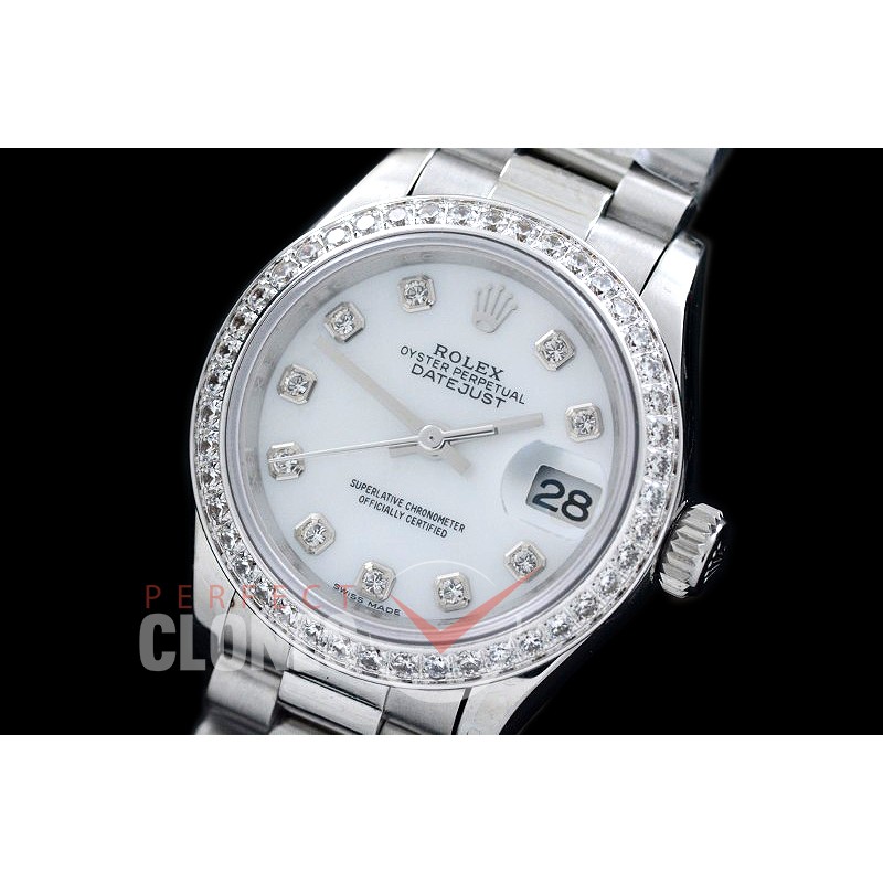 R28DJS-702D 279136RBR Datejust Ladies 28mm SS/SS Diam/President Pearl Diam ETA 2671