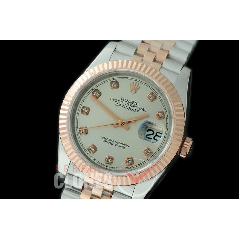 R36DJTR-511F BP Datejust 36 120231 SS/RG Fluted/Jubilee 2019 Silver Diamonds A-2824
