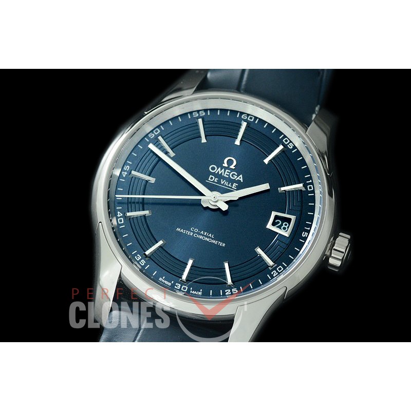 0 0 0 OMDEV-HV-103S1 XF/VSF Deville Hour Vision Date Automtaic SS/LE Blue VS Cal 8500 Superclone - Croc Leather Strap Blue