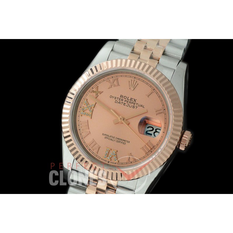 R36DJTR-529F BP Datejust 36 120231 SS/RG Fluted/Jubilee 2019 Rose Gold Roman/Diamond A-2824