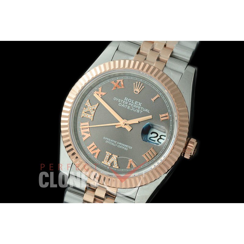 R36DJTR-528F BP Datejust 36 120231 SS/RG Fluted/Jubilee 2019 Dark Rhodium Grey Roman/Diam A-2824
