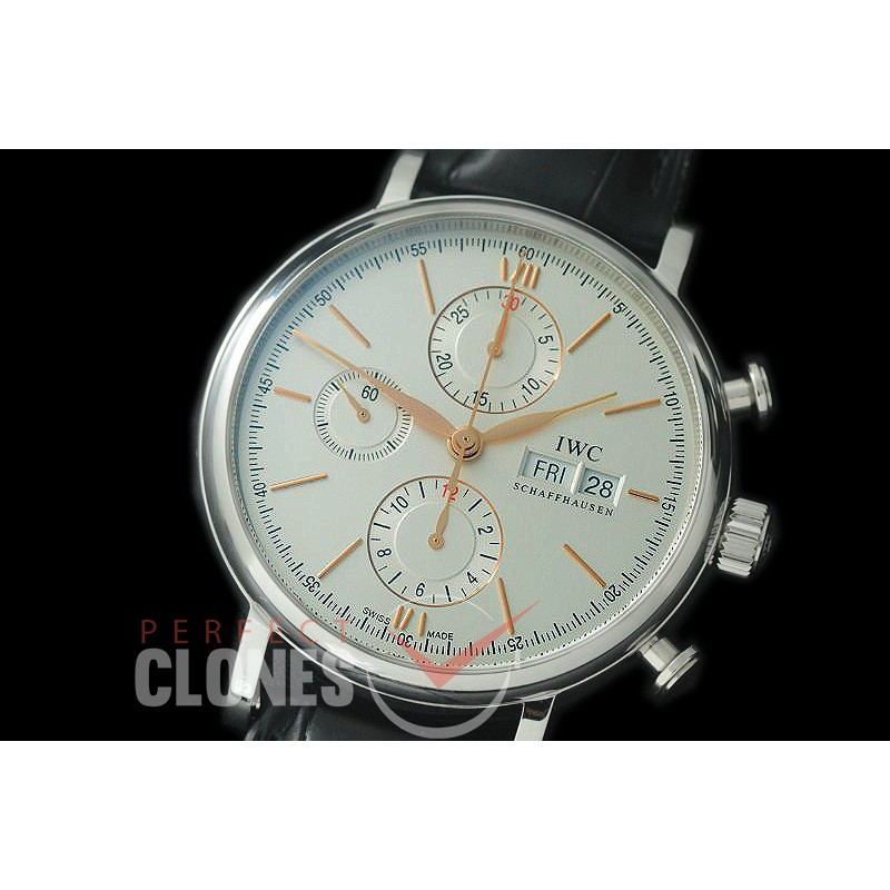 0 0 0 IWPT-102 IW391022 Portofino Chronograph Classic SS/LE White/ R-Gold A-7750 