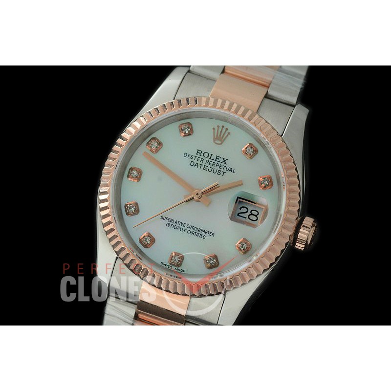 RL36DJR-18K-426 116231 MOP White Diam TT SS/RG Swiss 2836
