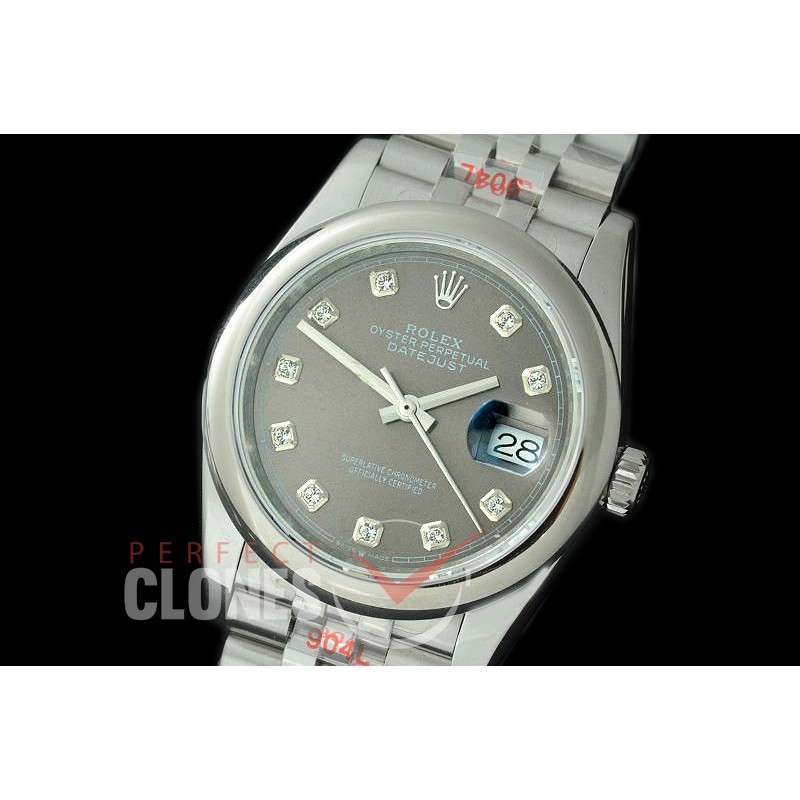R36DJS-313S GMF 126234 SS/SS Smooth/Jubilee Dark Rhodium Grey Diam Asian 2824 904L Steel 