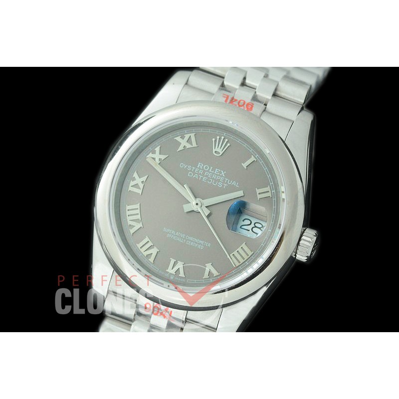 R36DJS-323S GMF 126234 SS/SS Smooth/Jubilee Dark Rhodium Grey Roman Asian 2824 904L Steel 