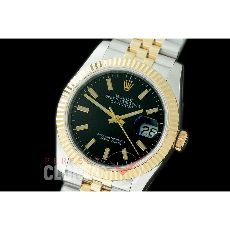 R36DJT-502F BP Datejust 36 126233 SS/YG Fluted/Jubilee 2019 Black Sticks A-2824