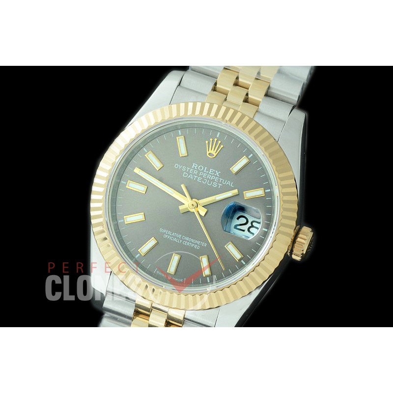 R36DJT-503F BP Datejust 36 126233 SS/YG Fluted/Jubilee 2019 Dark Rhodium Grey Sticks A-2824