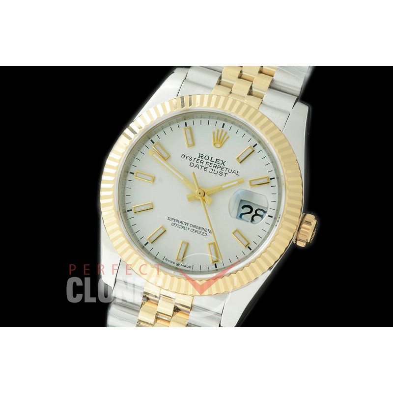 R36DJT-501F BP Datejust 36 126233 SS/YG Fluted/Jubilee 2019 White Sticks A-2824