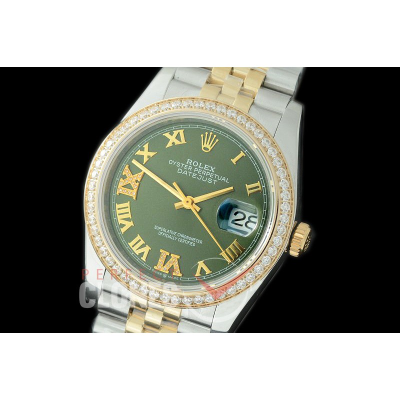 R36DJT-529Y 126283RBR SS/YG Diam/Jubilee 2019 Olive Green Roman-Diam A-2824