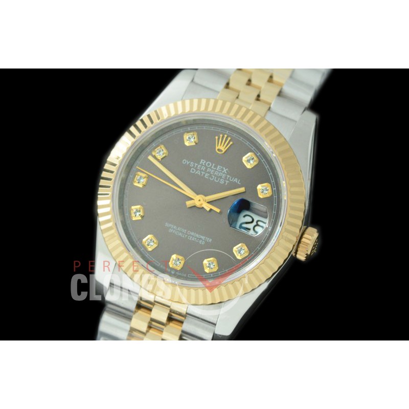 R36DJT-513F BP Datejust 36 126233 SS/YG Fluted/Jubilee 2019 Dark Rhodium Grey Diam A-2824