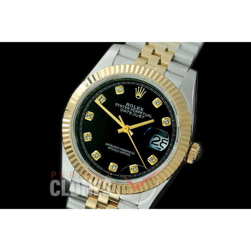 R36DJT-512F BP Datejust 36 126233 SS/YG Fluted/Jubilee 2019 Black Diam A-2824