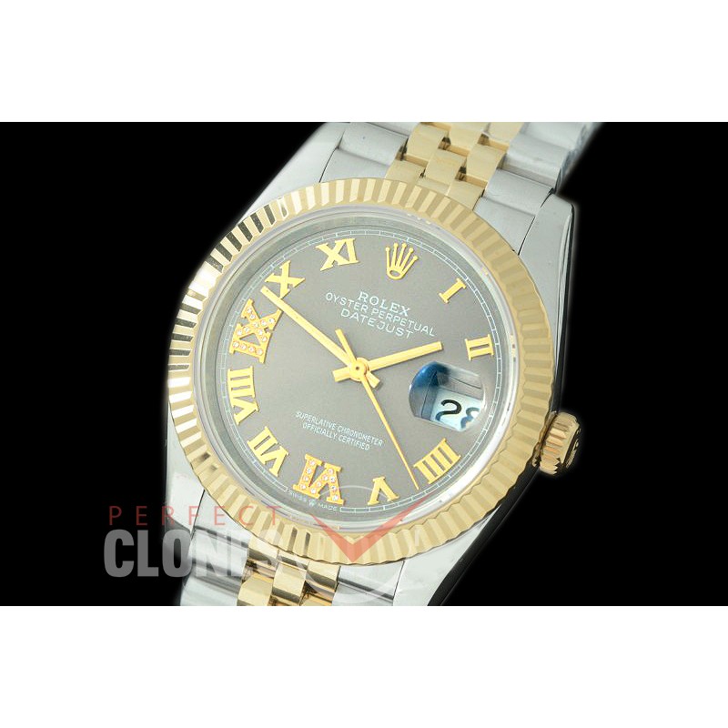 R36DJT-528F BP Datejust 36 126233 SS/YG Fluted/Jubilee 2019 Dark Rhodium Grey Roman/Diam A-2824
