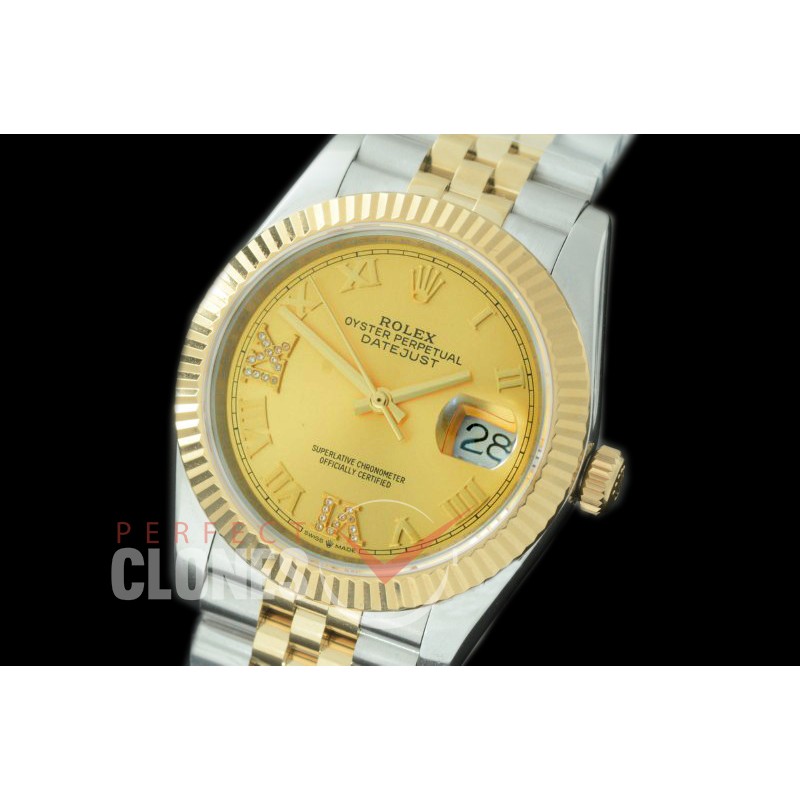 R36DJT-527F BP Datejust 36 126233 SS/YG Fluted/Jubilee 2019 Gold Roman/Diam A-2824