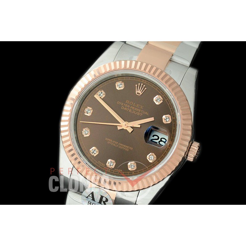 0 0 R41DJTR-917 JF/ARF 904L Steel 126331 Oyster SS/RG Brown Diam Asian 2824/3235 Mod