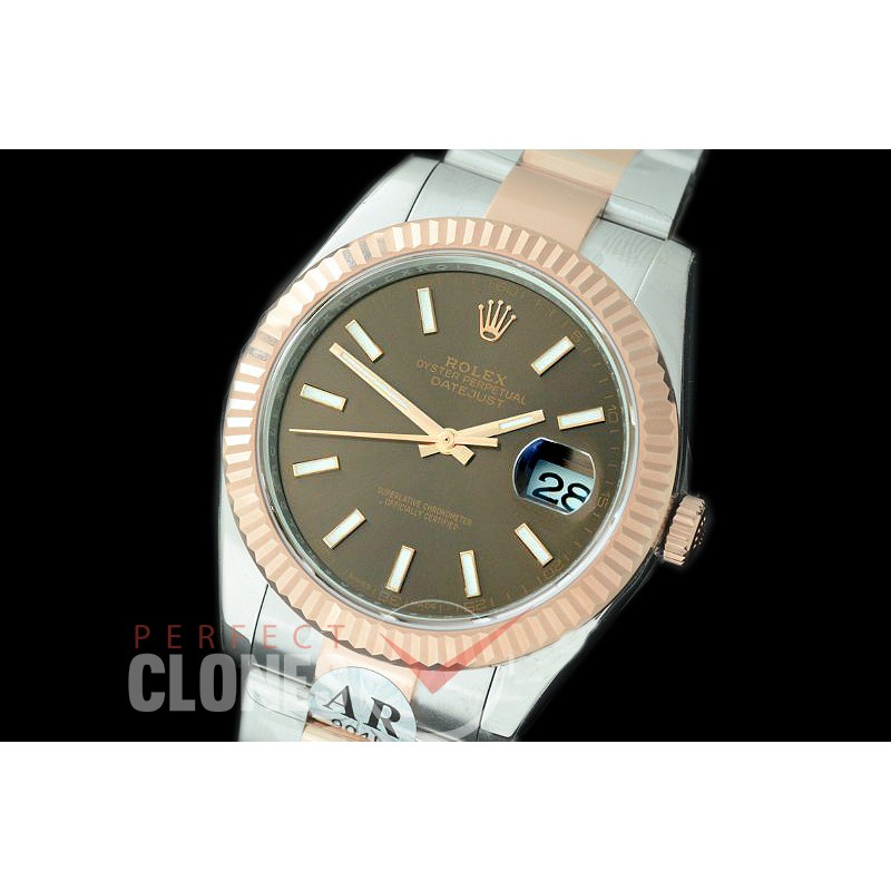0 0 R41DJTR-907 JF/ARF 904L Steel 126331 Oyster SS/RG Brown Sticks Asian 2824/3235 Mod