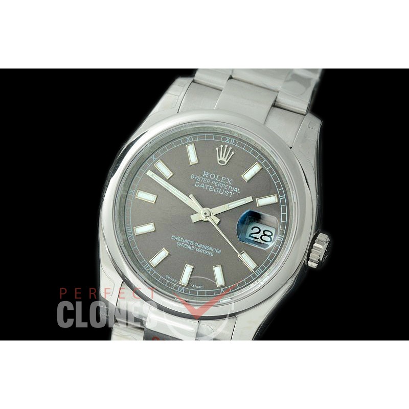 R36DJS-374S GMF 126234 SS/SS Smooth/Oyster Dark Rhodium Grey Sticks SA 3135 904L Steel 