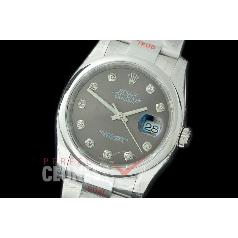 R36DJS-384S GMF 126234 SS/SS Smooth/Oyster Dark Rhodium Grey Diam SA 3135 904L Steel 