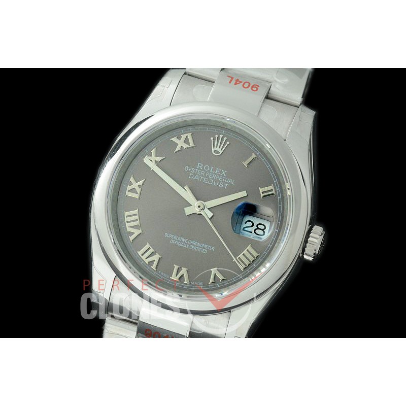 R36DJS-394S GMF 126234 SS/SS Smooth/Oyster Dark Rhodium Roman SA 3135 904L Steel 