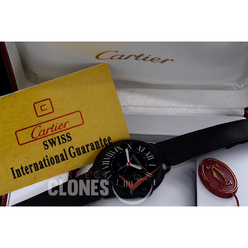 0 0 0 CARBA00016 Cartier de Ballon Carbon Men DLC/NY Black Asian Clone 2824 - Special Offer