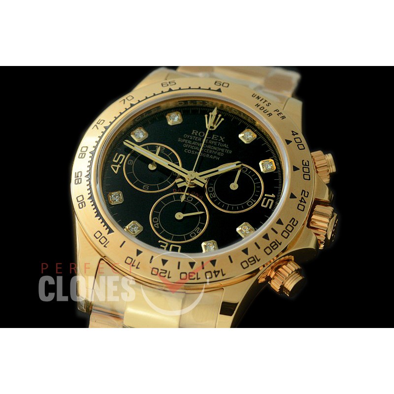 RLDTN-18K-112 116508 18K Full Wrapped Daytona Black Diam A-7750/4130