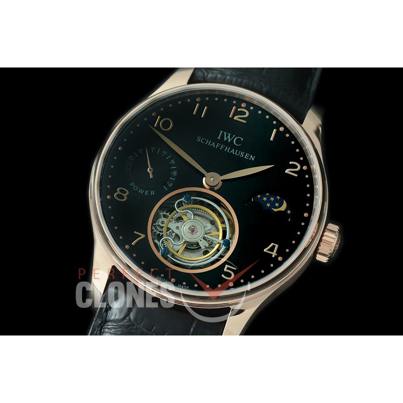 0 IWPTB00037 Portugese Tourbillon Handwind YG/LE Black Asian Flying Man Tourbillon
