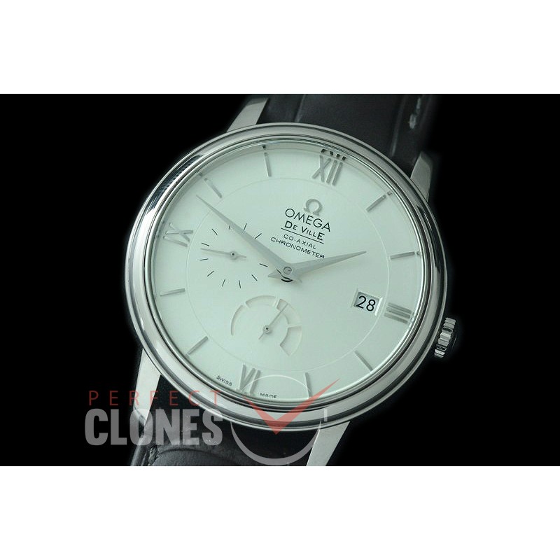 0 0 0 OMDEV-PR-101 ZF Deville Date/Power Reserve Automatic SS/LE White Asian Clone Cal 2627 PR Movt 