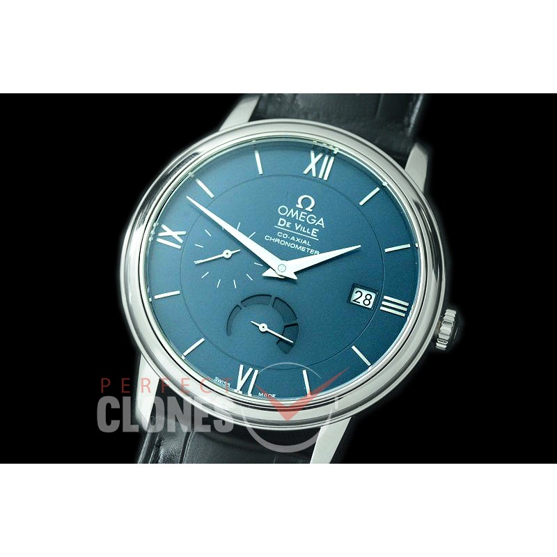 0 0 0 OMDEV-PR-103 ZF Deville Date/Power Reserve Automatic SS/LE Blue Asian Clone Cal 2627 PR Movt 