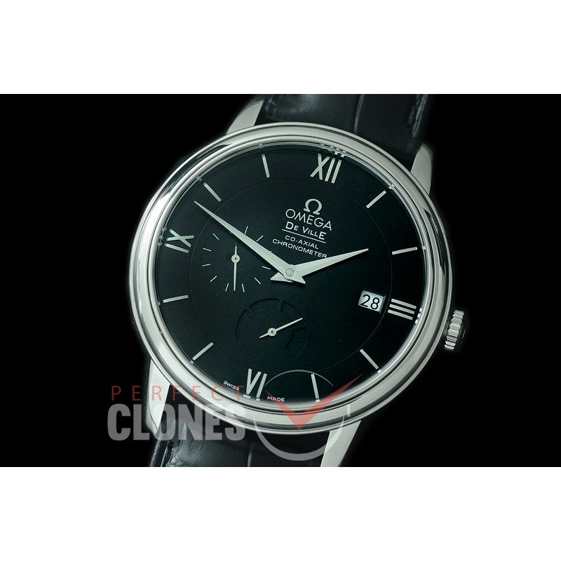 0 0 0 OMDEV-PR-102 ZF Deville Date/Power Reserve Automatic SS/LE Black Asian Clone Cal 2627 PR Movt 