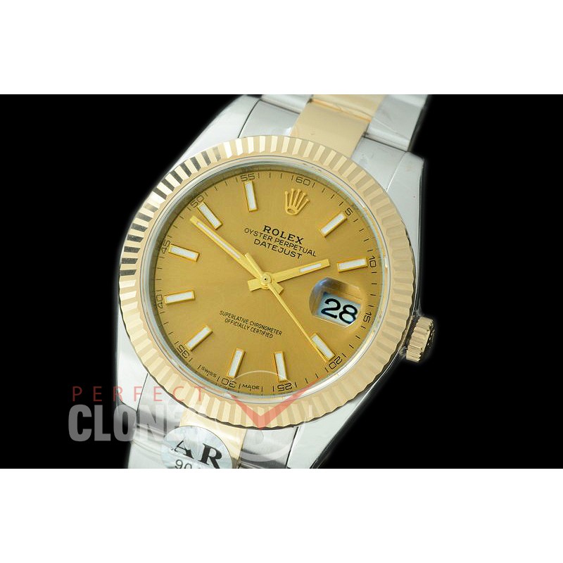 0 0 R41DJT-905 JF/ARF 904L Steel 126333 Oyster SS/YG Champagne Gold Sticks Asian 2824/3235 Mod