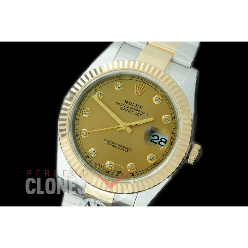 0 0 R41DJT-915 JF/ARF 904L Steel 126333 Oyster SS/YG Champagne Gold Diam Asian 2824/3235 Mod