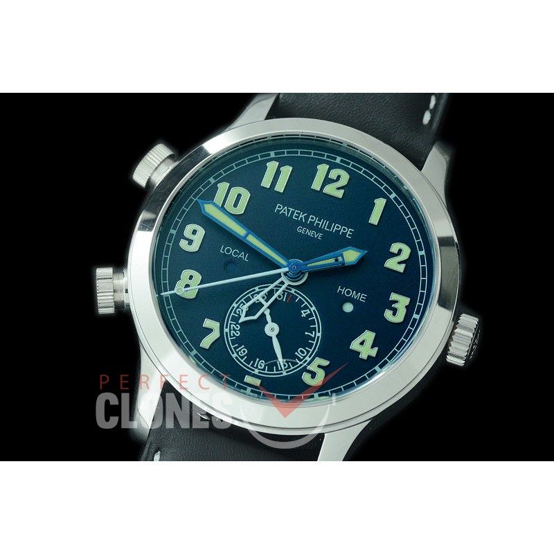 PP-5524-102 GRF Calatrava Pilot Travel Time 5524G-001 SS/LE Black Asian Custom Calibre 324 S C FUS