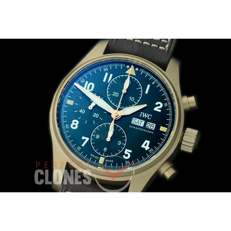 0 0 0 0 0 IWP00088 ZF Pilot Chronograph 387902 Spitfire Bronze Limited Edition BR/LE Black A-7750