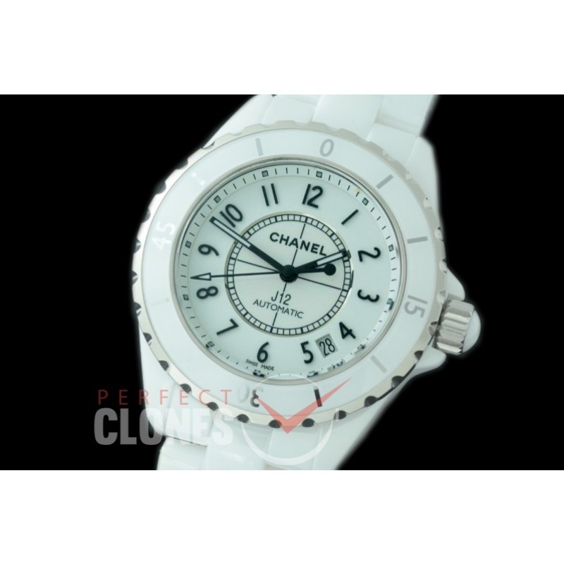 0 0 CHA-38-500 KOR-F New J12 H5700 CER/CER White Num A-2892 Mod to Chanel Calibre