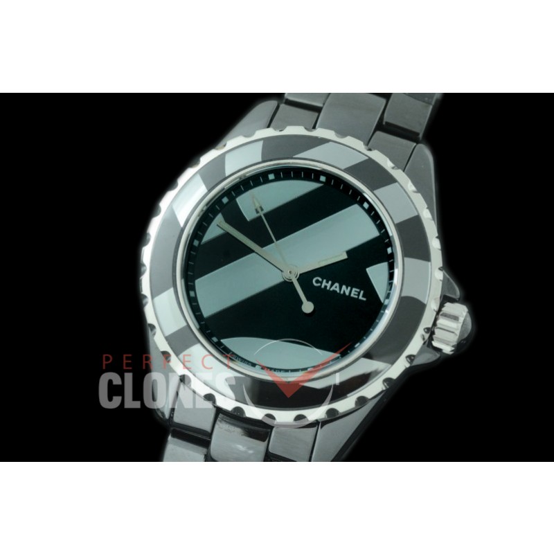 0 0 CHA-38-504B KOR-F New J12 H5581 Untitled CER/CER Rhodium Plated Decor A-2892 Mod to Chanel Calibre