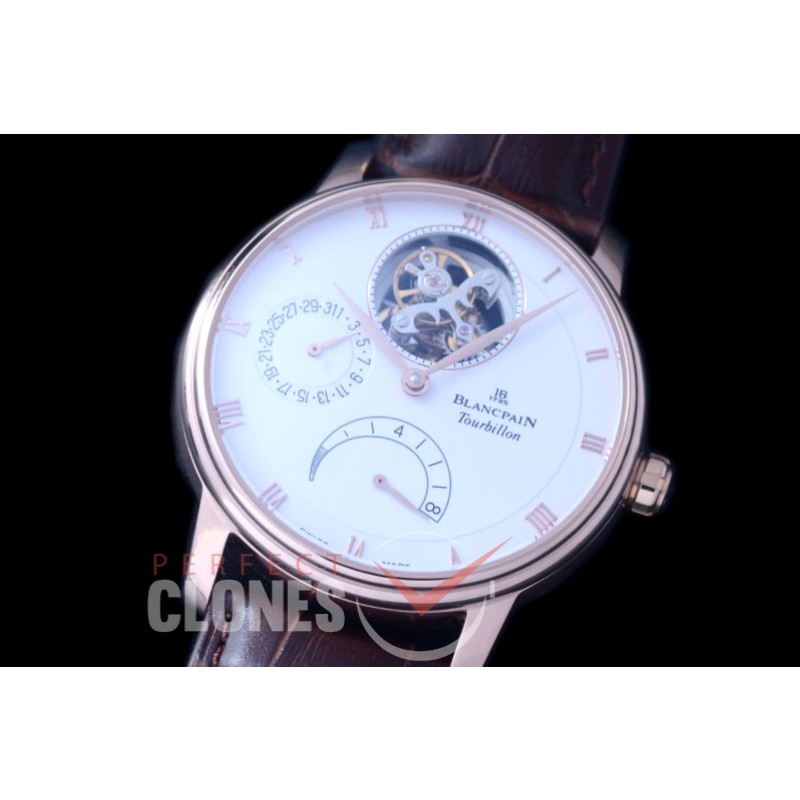 0 0 BP-VIL-141 Villeret Calendar / Power Reserve Tourbillon RG/LE White Roman Flying Man Tourbillon 