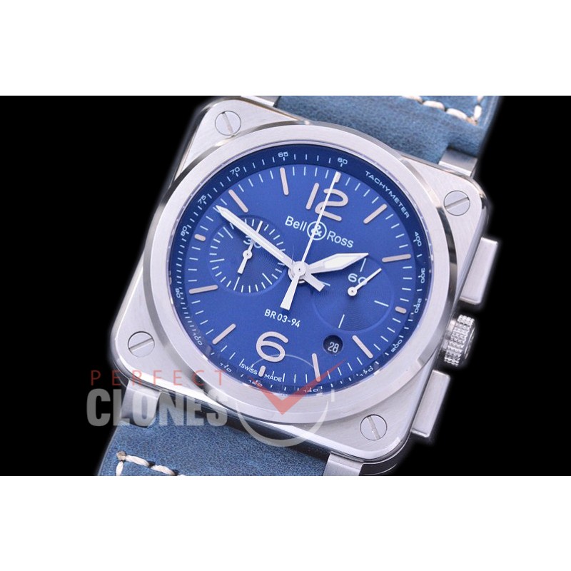 0 0 0 0 BR03-94-107 BR03-94 Chronograph Blue Steel SS/LE Blue A-7750 Sec at 3