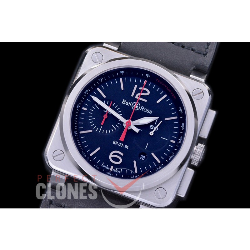 0 0 0 0 BR03-94-106 BR03-94 Chronograph Black Steel SS/LE Black A-7750 Sec at 3