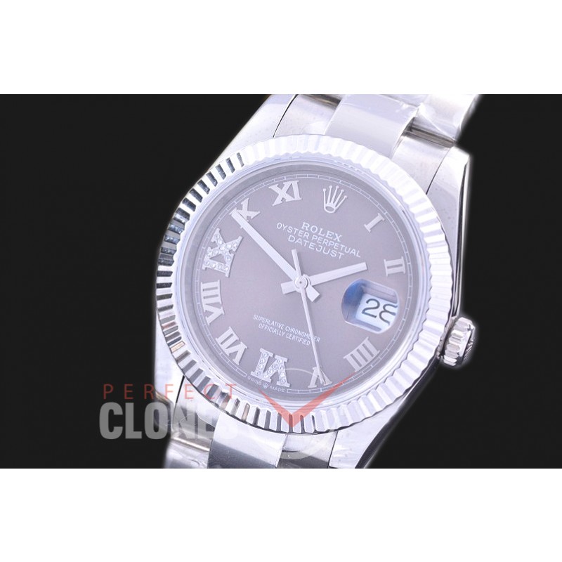 R36DJS-578 126234 SS/SS Fluted/Oyster 2019 Rhodium Grey Roman-Diamonds A-2824
