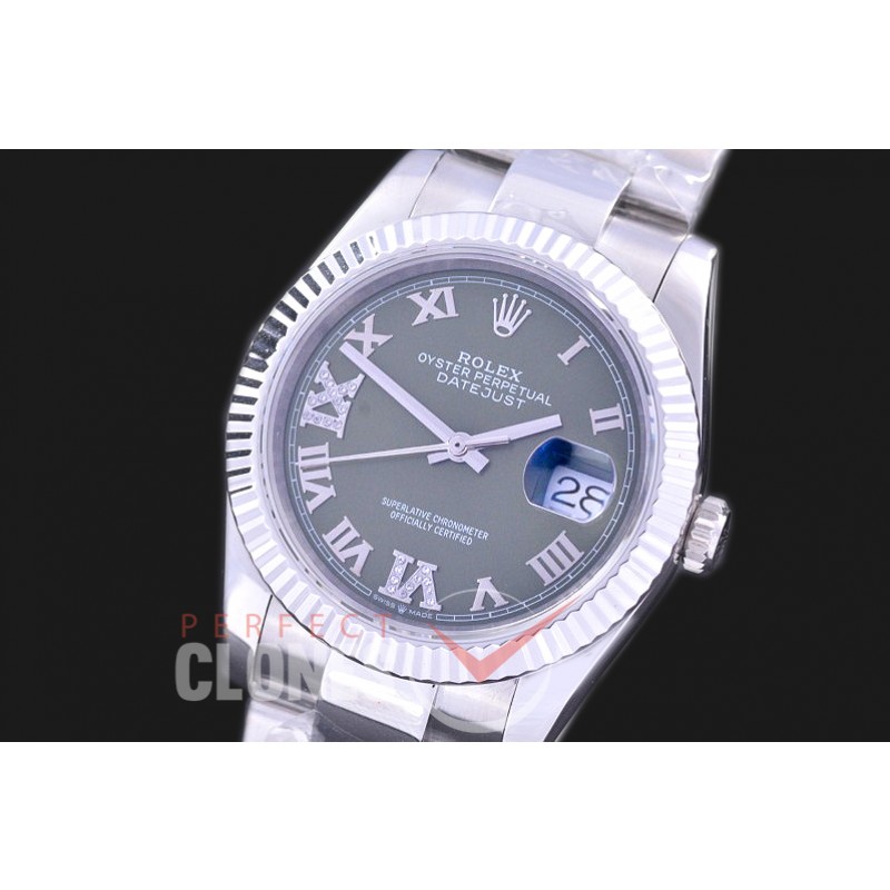 R36DJS-579 126234 SS/SS Fluted/Oyster 2019 Green Roman-Diamonds A-2824