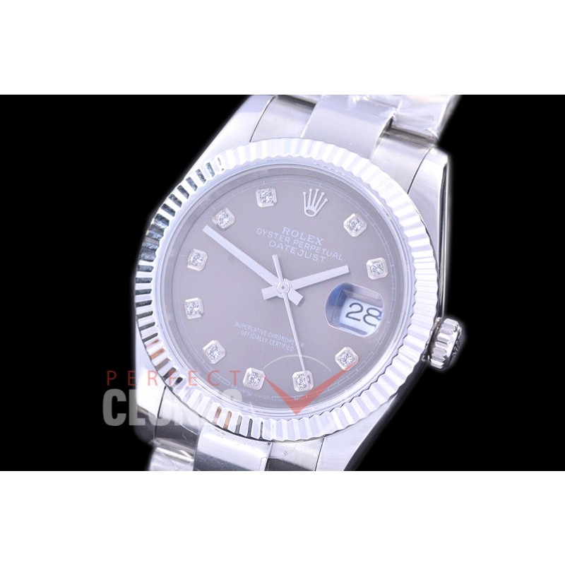 R36DJS-563 126234 SS/SS Fluted/Oyster 2019 Rhodium Grey Diamonds A-2824