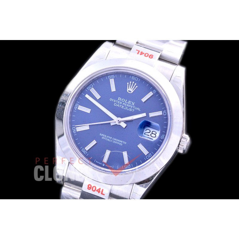 0 0 R41DJS-354 GMF 904L Steel 126334 Smooth/Oyster SS/SS Blue Sticks Asian 2824 
