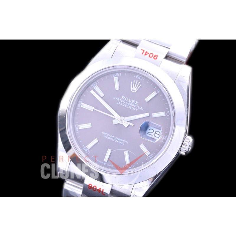 0 0 R41DJS-353 GMF 904L Steel 126334 Smooth/Oyster SS/SS Rhodium Grey Sticks Asian 2824 