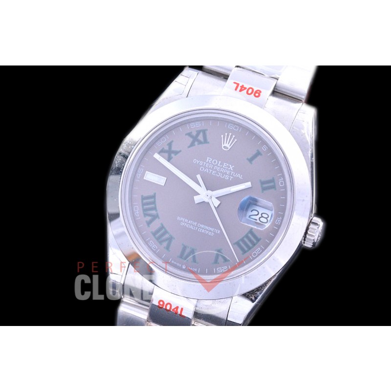 0 0 R41DJS-380 GMF 904L Steel 126334 Smooth/Oyster SS/SS Grey Roman Asian 2824 