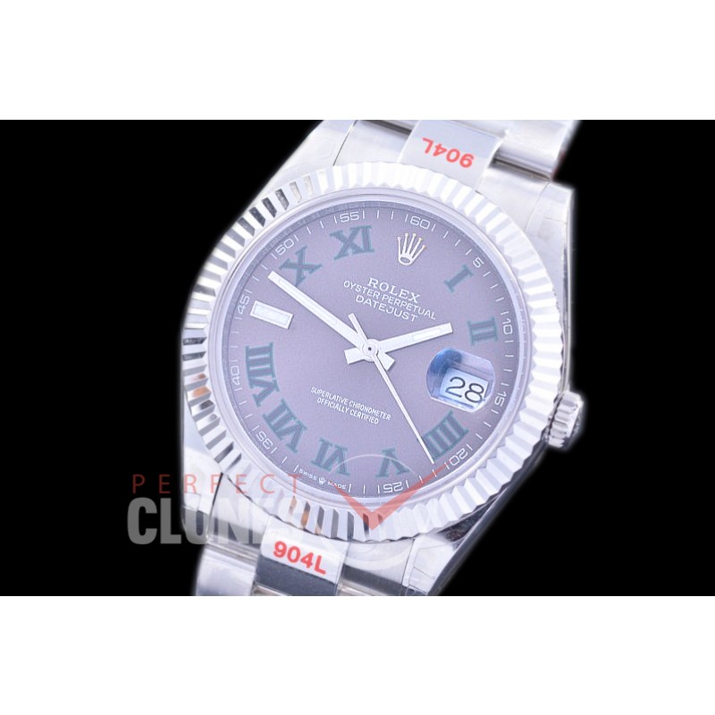 0 0 R41DJS-380F GMF 904L Steel 126334 Fluted/Oyster SS/SS Grey Roman Asian 2824 