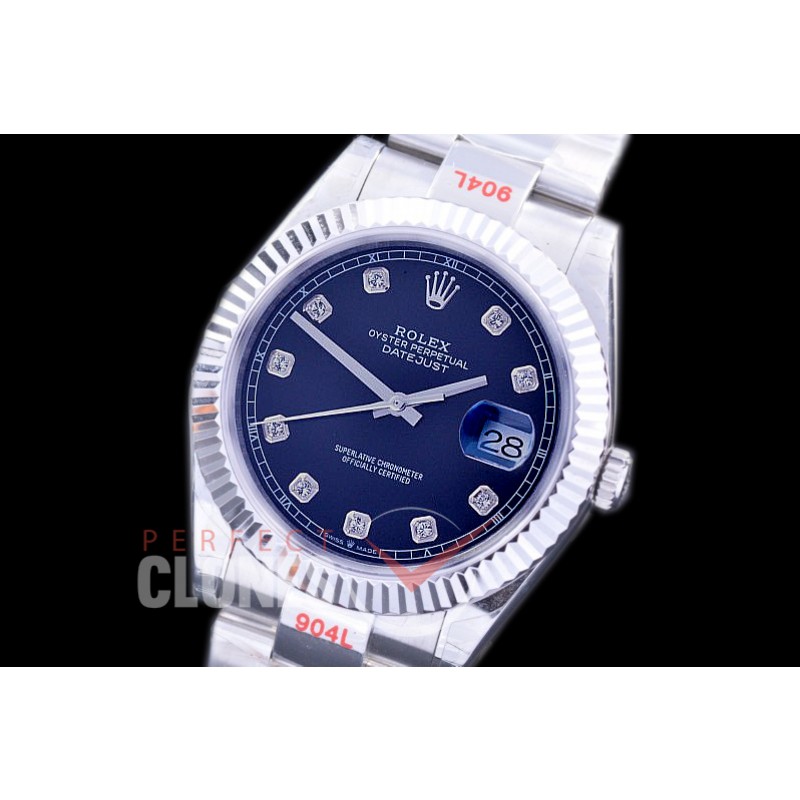 0 0 R41DJS-362F GMF 904L Steel 126334 Fluted/Oyster SS/SS Black Diamonds Asian 2824