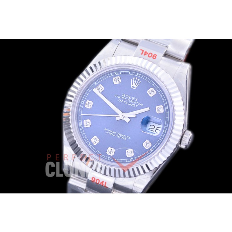 0 0 R41DJS-364F GMF 904L Steel 126334 Fluted/Oyster SS/SS Blue Diamonds Asian 2824