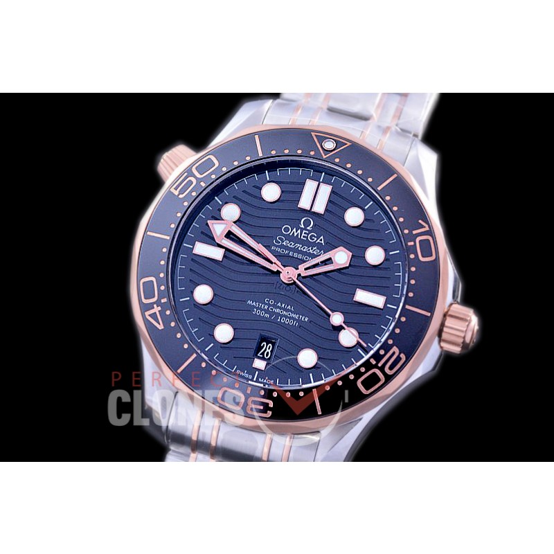 0 0 OM300M-008S 2019 Basel Seamaster Diver 300M SS/RG Black Asian 2824 Mod 8800 