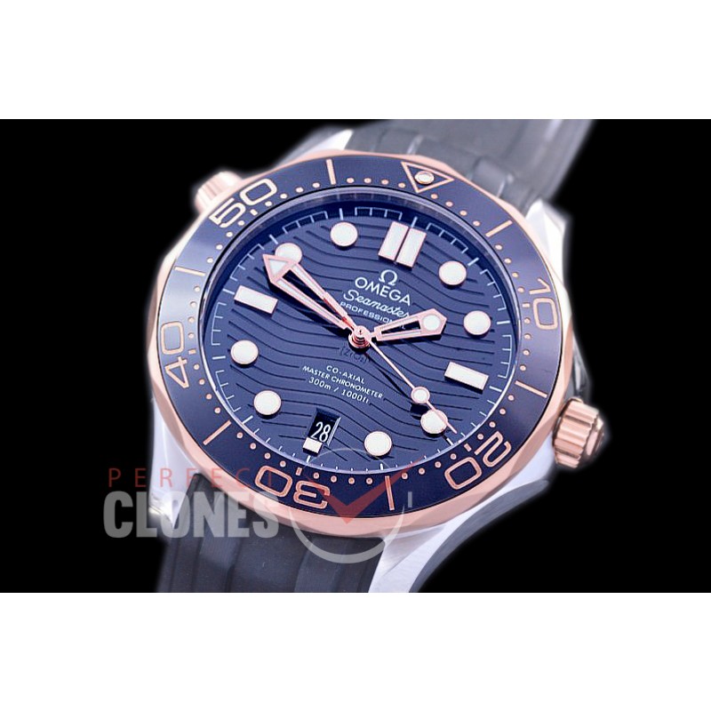 0 0 OM300M-008R 2019 Basel Seamaster Diver 300M SS/RG/RU Black Asian 2824 Mod 8800 