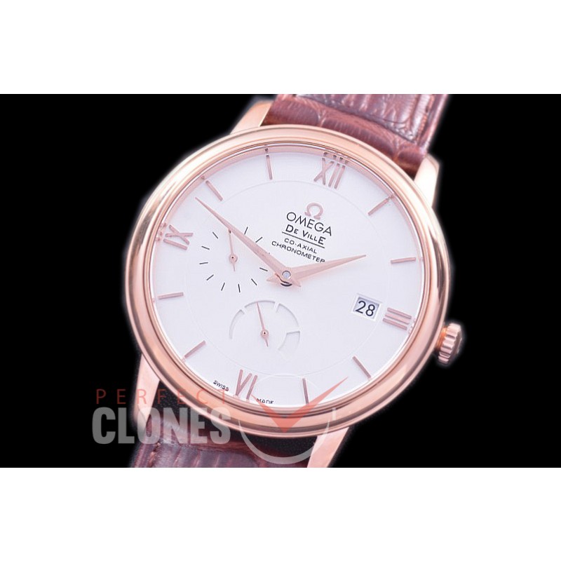 0 0 0 OMDEV-PR-111 ZF Deville Date/Power Reserve Automatic RG/LE White Asian Clone Cal 2627 PR Movt 